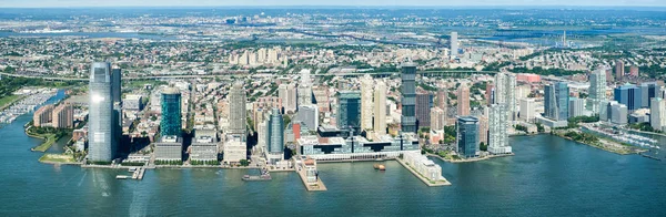 High resolution panoramic view of Jersey City and the Hudson Riv