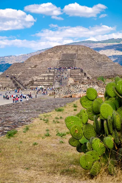 Vista das pirâmides de Teotihuacan, um importante sítio arqueológico no México — Fotografia de Stock