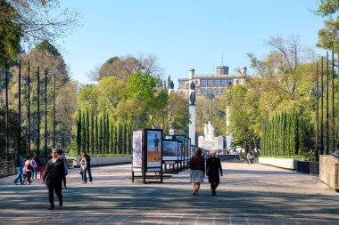 Entrance of Chapultepec Park in Mexico City with the castle on the background clipart