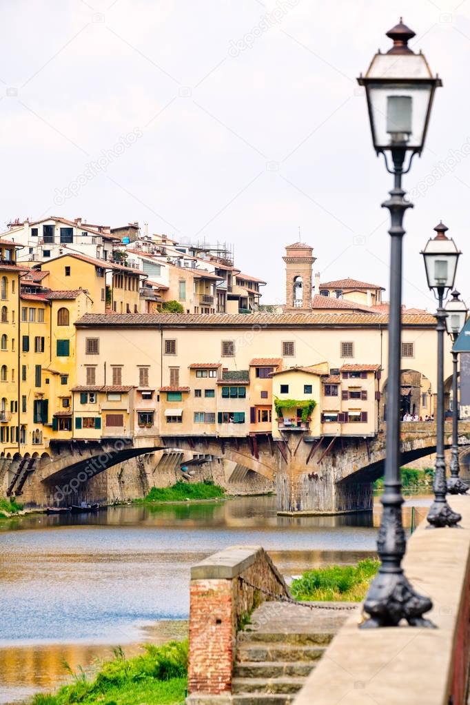 The Ponte Vecchio over the river Arno in Florence