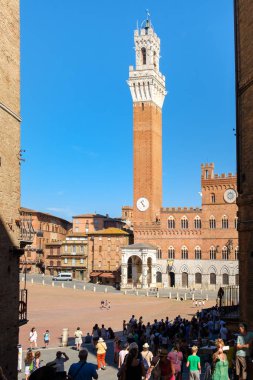 Piazza del Campo ve Palazzo Publico Ortaçağ şehri Siena, İtalya