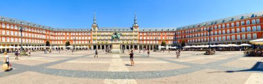 Panoramic view of the Plaza Mayor in central Madrid clipart