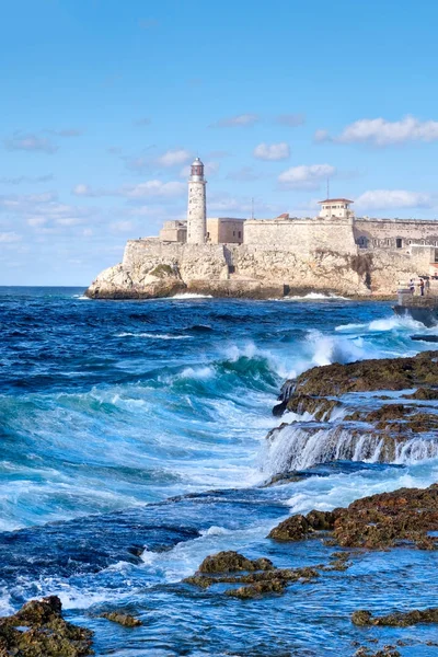 Fortaleza El Morro em Havana durante uma tempestade tropical — Fotografia de Stock