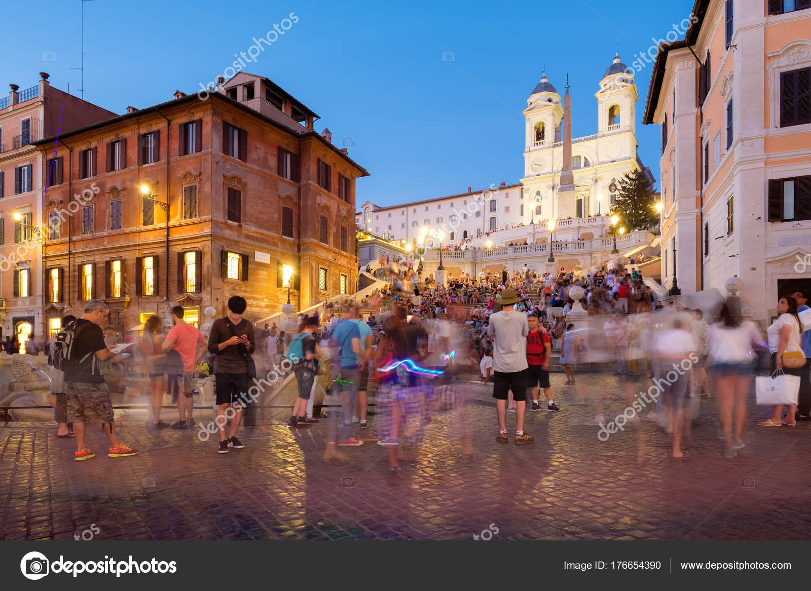 D De La Piazza Di Spagna Et Piazza Spagna à Rome Au Coucher