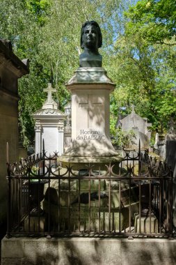 Honore de Balzac Paris'te Pere Lachaise mezarlığında mezar