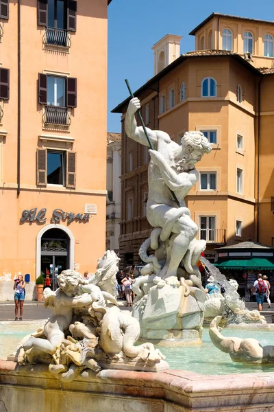 A Fonte de Netuno na Piazza Navona em Roma — Fotografia de Stock