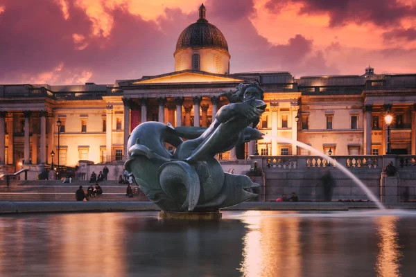 Trafalgar Square Londýně Při Západu Slunce — Stock fotografie