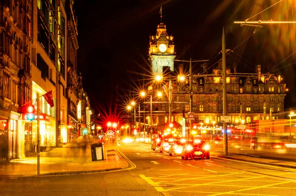 Princes Street Histórico Balmoral Hotel Edimburgo Por Noche — Foto de Stock