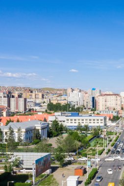 Moğolistan 'ın başkenti Ulaanbaatar' ın havadan görünüşü, yaklaşık Haziran 2019