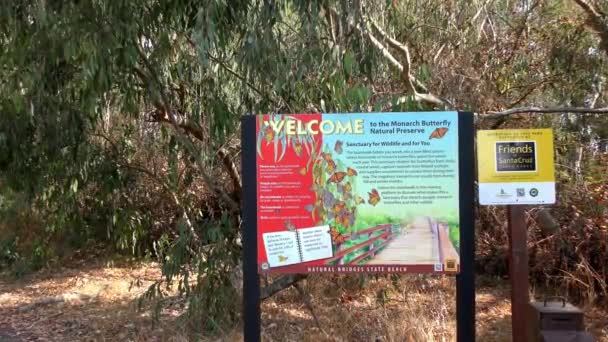 Sign Entrance Natural Bridges State Beach Sanctuary Santa Cruz California — Stock videók