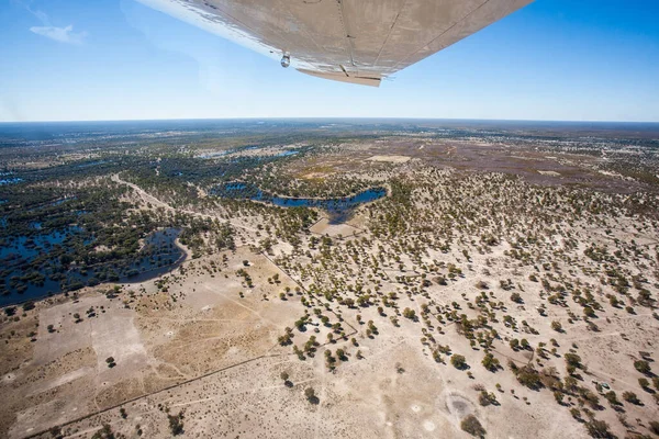 Botswana Afrika Daki Okavango Deltası Üzerinde Uçuyor — Stok fotoğraf