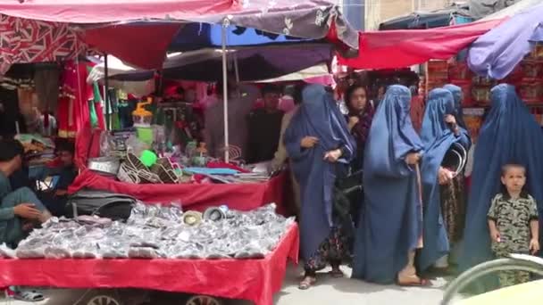 Unidentified People Market Mazar Sharif North Afghanistan 2018 — Stock Video