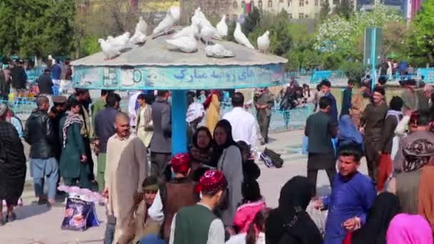 Oidentifierat Afghanskt Folk Blå Moskén Mazar Sharif Norra Afghanistan 2018 — Stockvideo