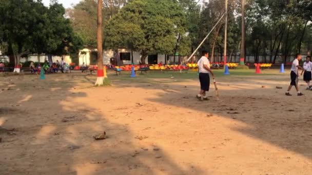 Άγνωστοι Μαθητές Παίζουν Κρίκετ Στο Dhaka Residential Model College Στο — Αρχείο Βίντεο