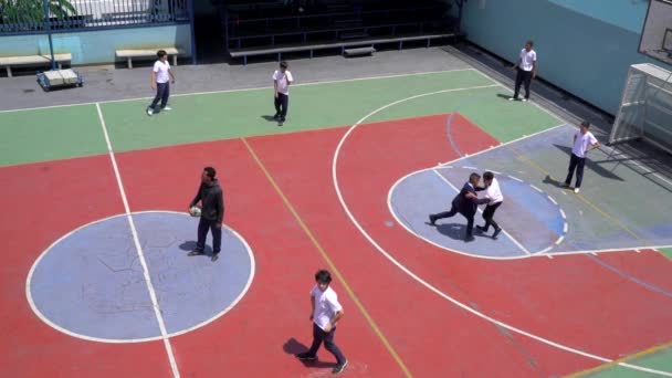 Uidentificerede Studerende Spiller Rekreativ Boldspil Offentlig Skole Marques Distriktet Caracas – Stock-video