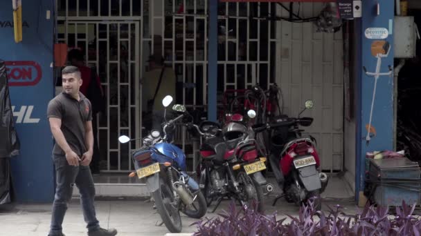 Street Scene Barrio Triste District Medellin Kolumbie Kolem Dubna 2019 — Stock video