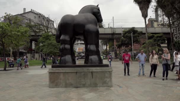 Personas Identificadas Plaza Botero Centro Medellín Colombia Alrededor Abril 2019 — Vídeos de Stock