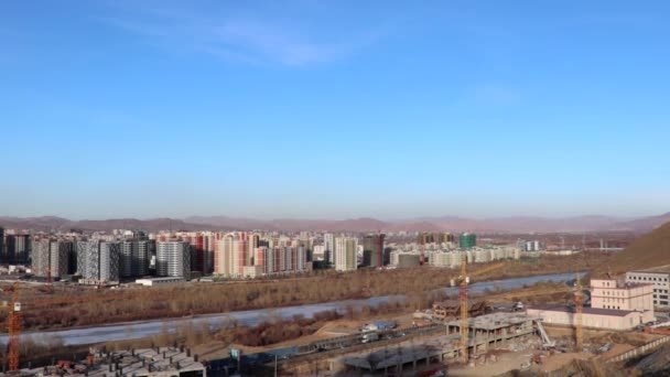 Vista Ulán Bator Capital Mongolia Desde Memorial Zaisan Alrededor Marzo — Vídeo de stock