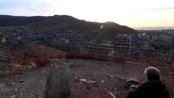 Vista Ulaanbaatar Capital Mongólia Memorial Zaisan Por Volta Março 2019 — Vídeo de Stock