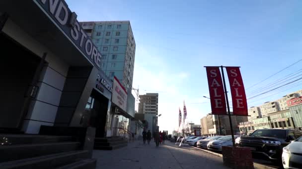 Scena Uliczna Ulaanbaatar Stolicy Mongolii Około Marca 2019 — Wideo stockowe