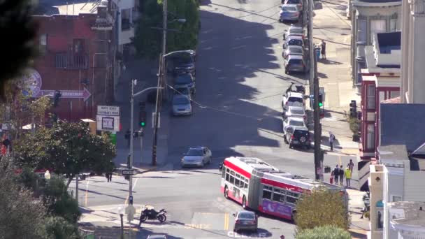 Persone Non Identificate Traffico Stradale Filbert Street Visto Telegraph Hill — Video Stock