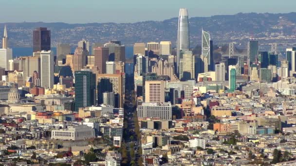 Market Street Financial District San Francisco Seen Twin Peaks California — Stock Video