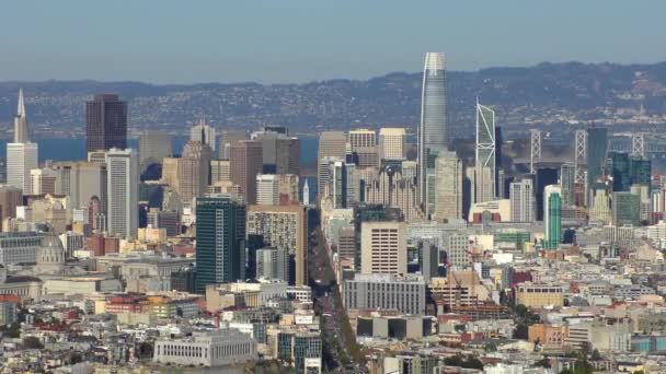 Market Street Financial District San Francisco Seen Twin Peaks California — Stock Video