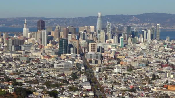 Market Street Financial District San Francisco Seen Twin Peaks California — Stock video