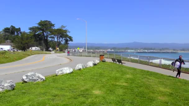 Unbekannte Und Straßenverkehr Santa Cruz Dampferspur West Side Kalifornien Vereinigte — Stockvideo