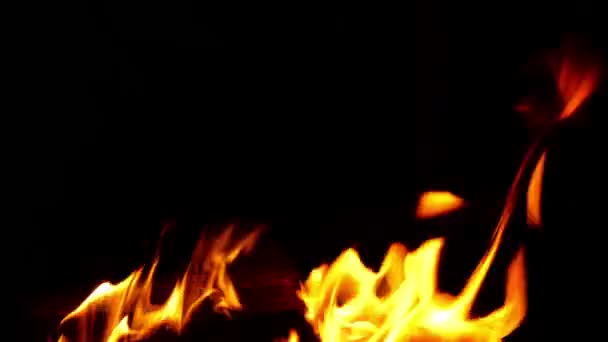 Tűz Felett Fekete Háttér — Stock videók