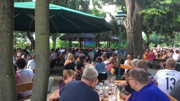 2018年6月17日 德国帕索 德国足球迷在露天酒吧静静地观看德国国家足球队在2018年世界杯上被墨西哥击败 — 图库视频影像