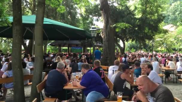 2018年6月17日 德国帕索 德国足球迷在露天酒吧静静地观看德国国家足球队在2018年世界杯上被墨西哥击败 — 图库视频影像