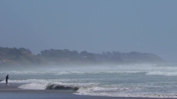 Pessoas Não Identificadas Praia Rio Del Mar Condado Santa Cruz — Vídeo de Stock