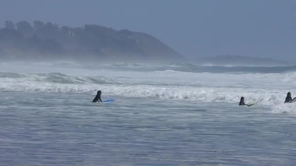 Surfistas Não Identificados Rio Del Mar Condado Santa Cruz Califórnia — Vídeo de Stock