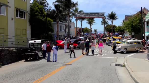 Unidentified People Capitola Rod Custom Classic Car Show Capitola Sea — Stockvideo