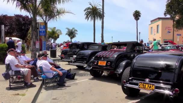 Unidentified People Capitola Rod Custom Classic Car Show Capitola Sea — Stock Video