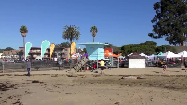 Capitola Sea Kalifornien Oktober 2018 Unbekannte Beim Nixe Triathlon Und — Stockvideo