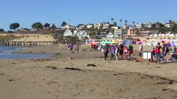 Capitola Sea Kalifornien Oktober 2018 Unbekannte Beim Nixe Triathlon Und — Stockvideo