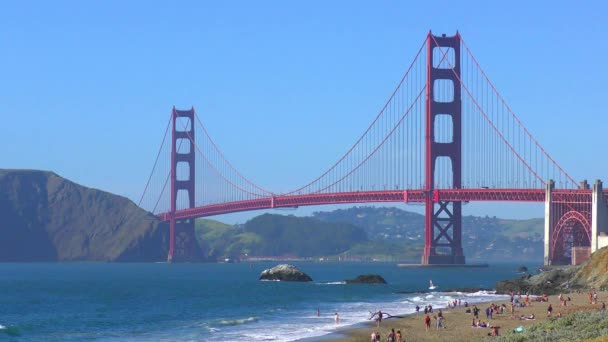 Golden Gate Bridge See Baker Beach San Francisco California Usa — стокове відео