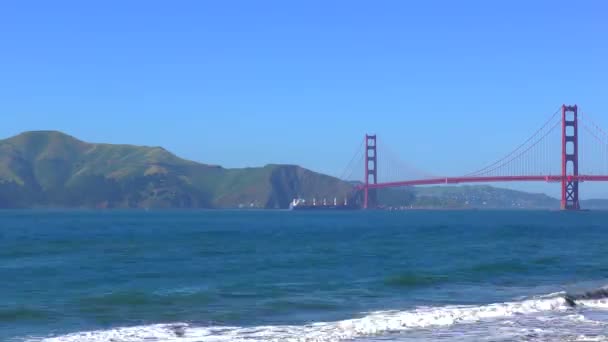 Die Goldene Torbrücke Vom China Beach Aus Gesehen San Francisco — Stockvideo