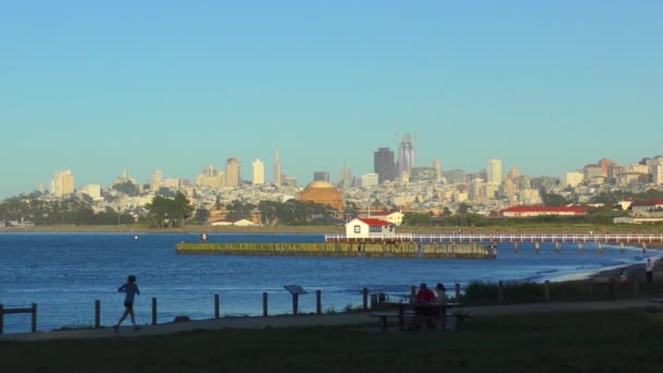 San Francisco Skyline Seen Chrissy Field San Francisco California Usa — ストック動画