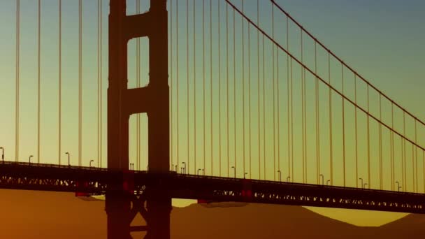 Мост Голден Гейт Закате Вид Крисси Филд Сан Франциско Калифорния — стоковое видео