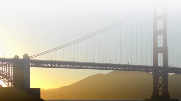 Golden Gate Bridge Sunset Seen Chrissy Field San Francisco California — Stock Video