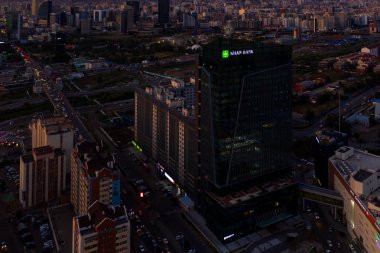 Moğolistan 'ın başkenti Ulaanbaatar' ın havadan görünüşü, yaklaşık Haziran 2019