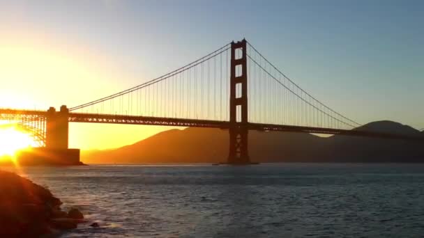 Puente Golden Gate Atardecer Visto Desde Chrissy Field San Francisco — Vídeo de stock