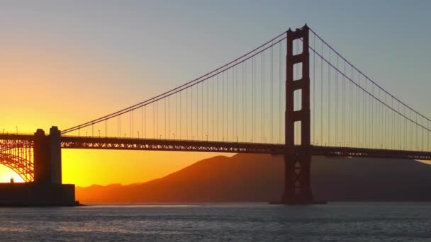 Golden Gate Bridge Při Západu Slunce Jak Vidět Chrissy Field — Stock video