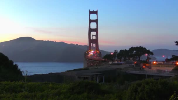 Günbatımında Golden Gate Köprüsü San Francisco California Usa — Stok video