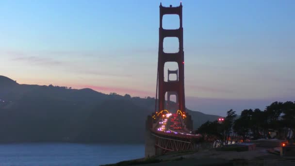 Мост Золотой Гейт Закате Сан Франциско Калифорния Сша — стоковое видео
