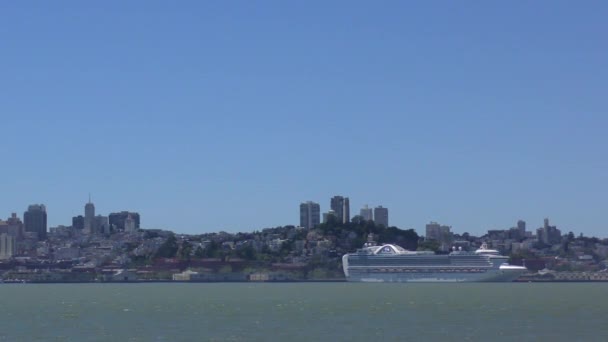 San Francisco Skyline Von Der Schatzinsel Aus Gesehen San Francisco — Stockvideo