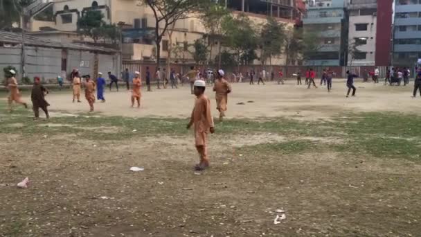 Niños Jóvenes Identificados Patio Recreo Área Shyamoli Daca Capital Bangladesh — Vídeos de Stock